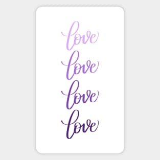 Love in Modern Calligraphy in Purple Gradient Magnet